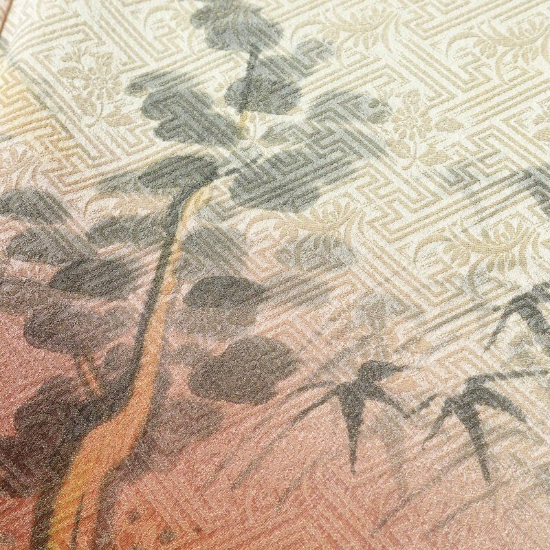 付け下げ 綸子 一つ紋付き 正絹 風景柄 袷仕立て 身丈161cm 裄丈65.5cm フォーマル 着物 ベージュ_画像7