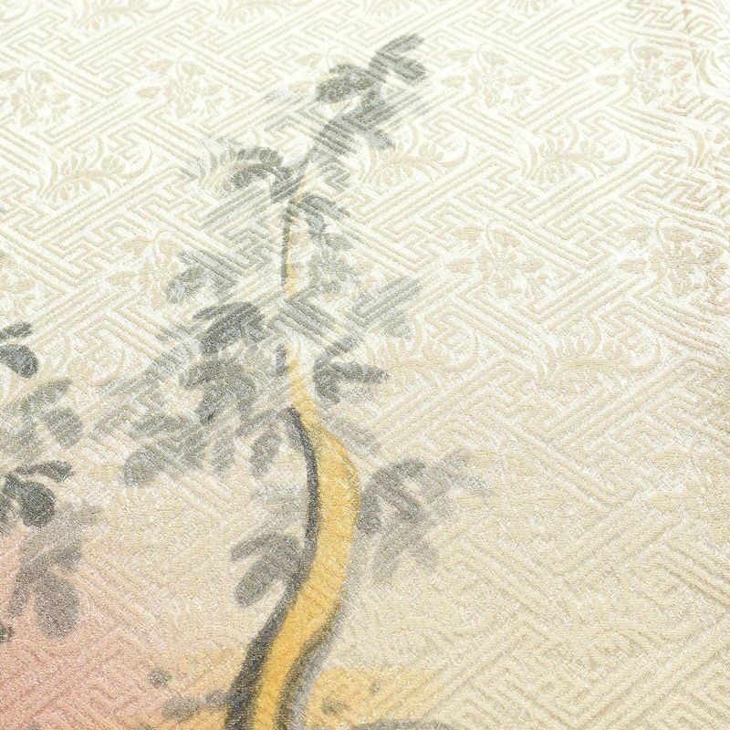 付け下げ 綸子 一つ紋付き 正絹 風景柄 袷仕立て 身丈161cm 裄丈65.5cm フォーマル 着物 ベージュ_画像11