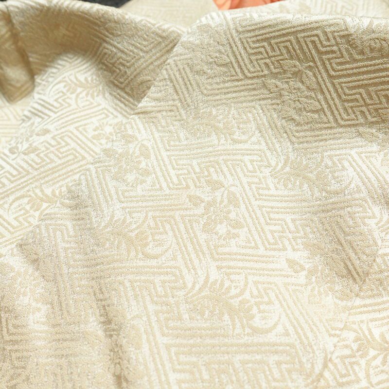 付け下げ 綸子 一つ紋付き 正絹 風景柄 袷仕立て 身丈161cm 裄丈65.5cm フォーマル 着物 ベージュ_画像15