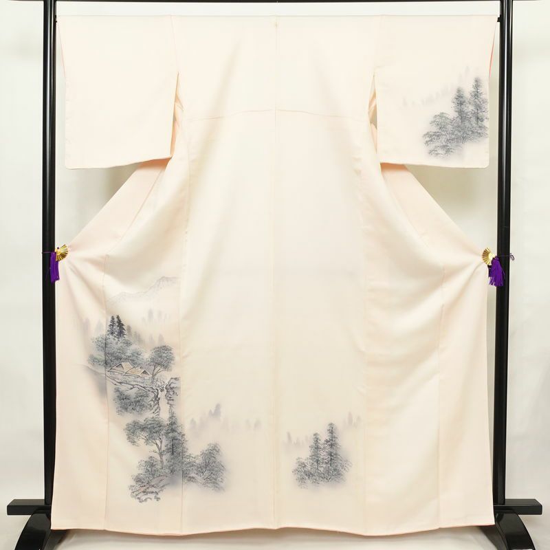 夏物 付下げ 付け下げ 訪問着 着物 中古 正絹 紗 フォーマル 刺繍 蚊絣  