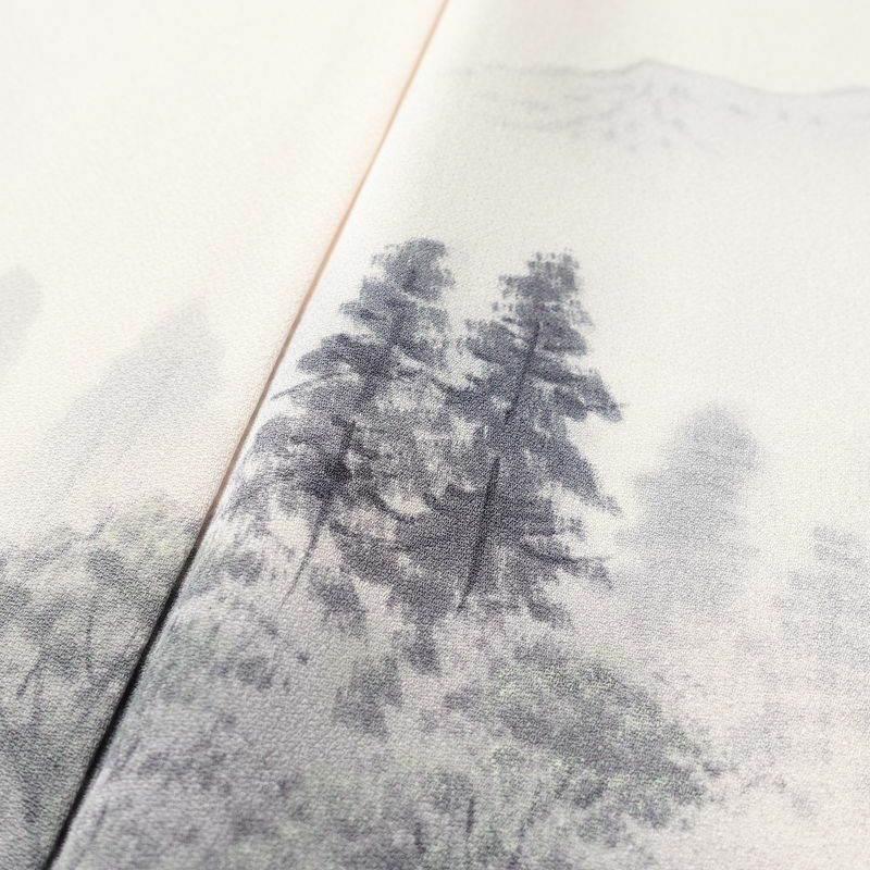 付け下げ しつけ糸付き 一つ紋付き 正絹 風景柄 袷仕立て 身丈163.5cm 裄丈67cm フォーマル 着物 ピンク_画像7