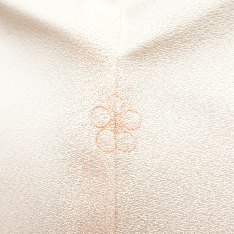 付け下げ しつけ糸付き 一つ紋付き 正絹 風景柄 袷仕立て 身丈163.5cm 裄丈67cm フォーマル 着物 ピンク_画像14