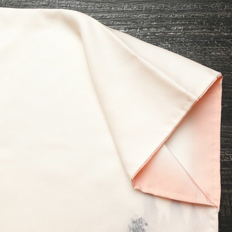 付け下げ しつけ糸付き 一つ紋付き 正絹 風景柄 袷仕立て 身丈163.5cm 裄丈67cm フォーマル 着物 ピンク_画像17