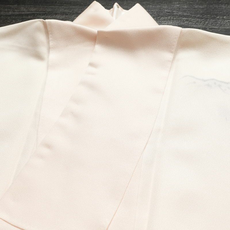 付け下げ しつけ糸付き 一つ紋付き 正絹 風景柄 袷仕立て 身丈163.5cm 裄丈67cm フォーマル 着物 ピンク_画像19