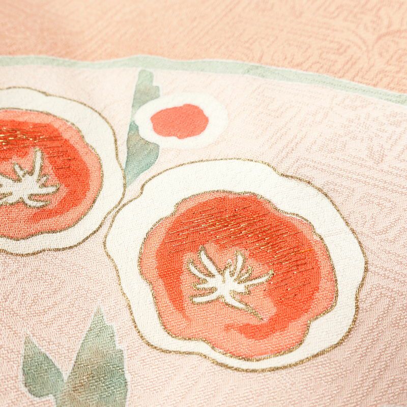 色留袖 三つ紋付き 正絹 花柄 袷仕立て 身丈166cm 裄丈69cm 箔 刺繍 共八掛 金彩 フォーマル 着物 ピンク_画像6