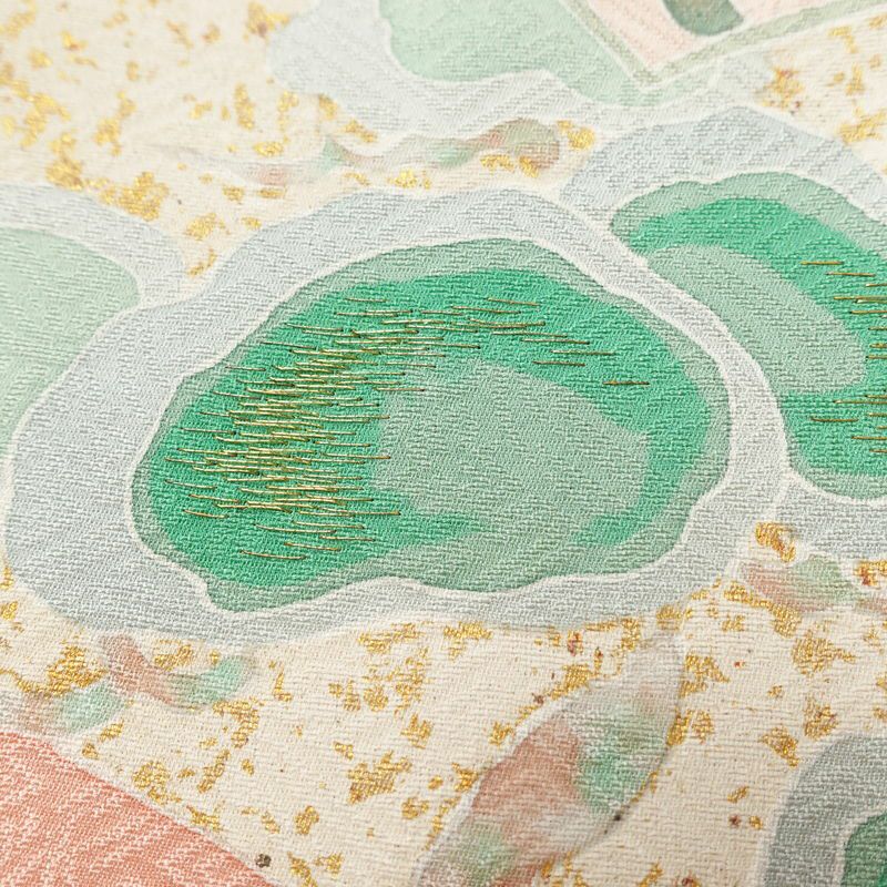 色留袖 三つ紋付き 正絹 花柄 袷仕立て 身丈166cm 裄丈69cm 箔 刺繍 共八掛 金彩 フォーマル 着物 ピンク_画像8