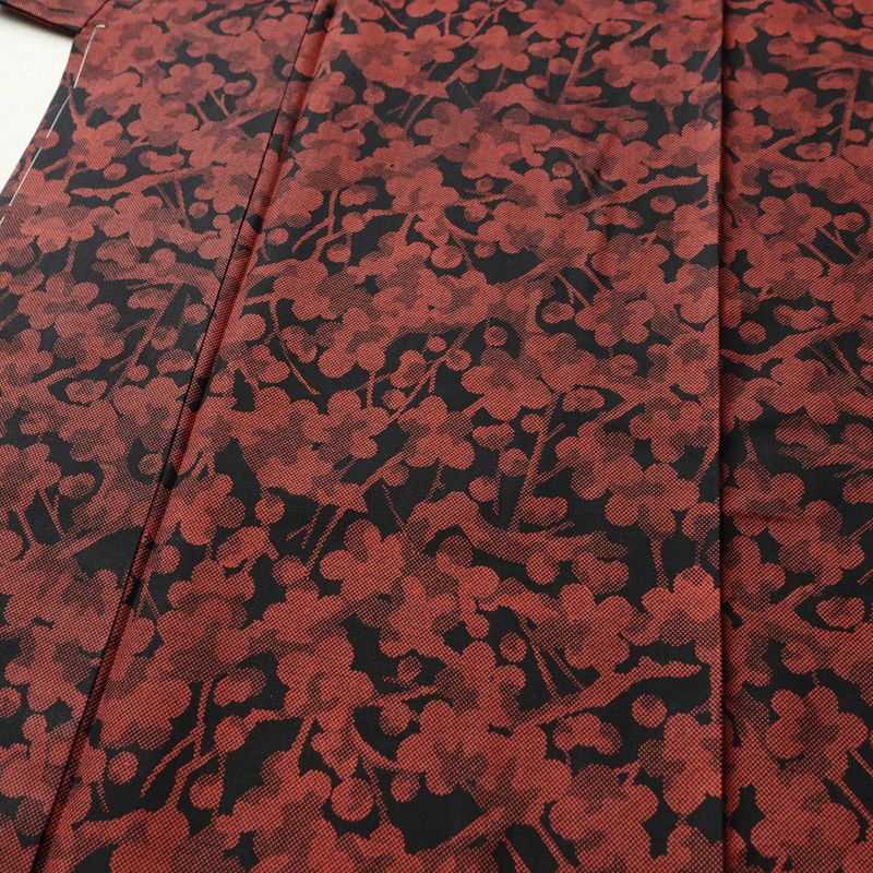 小紋 しつけ糸付き 正絹 花柄 袷仕立て 身丈167cm 裄丈67.5cm 着物 黒_画像5