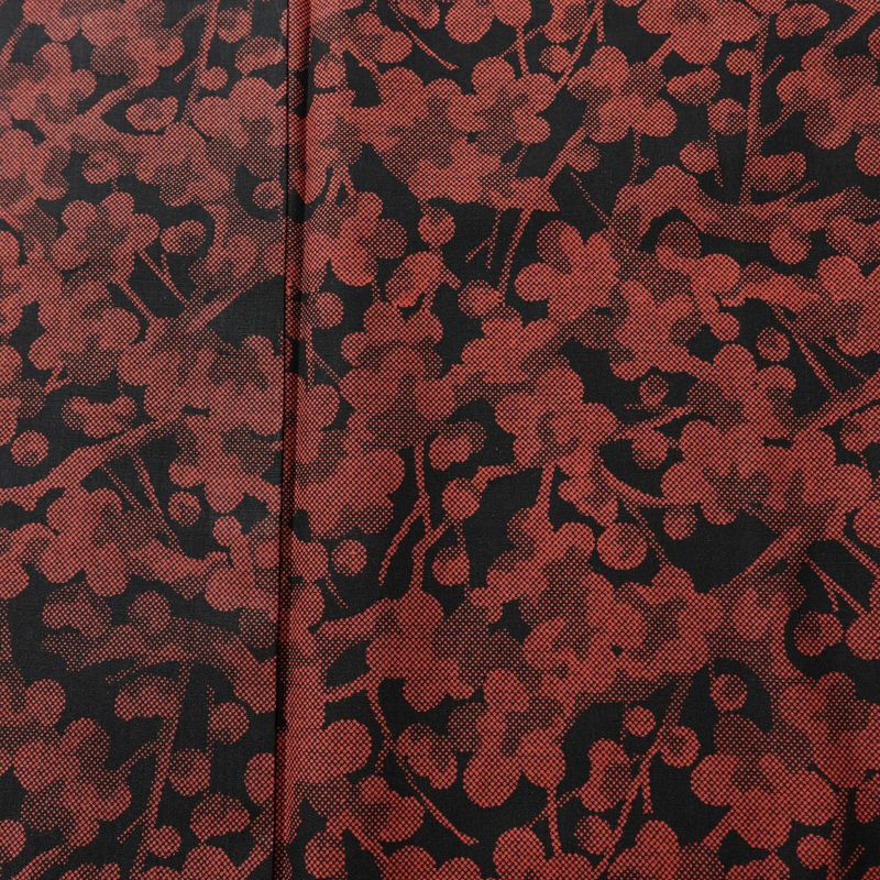 小紋 しつけ糸付き 正絹 花柄 袷仕立て 身丈167cm 裄丈67.5cm 着物 黒_画像6