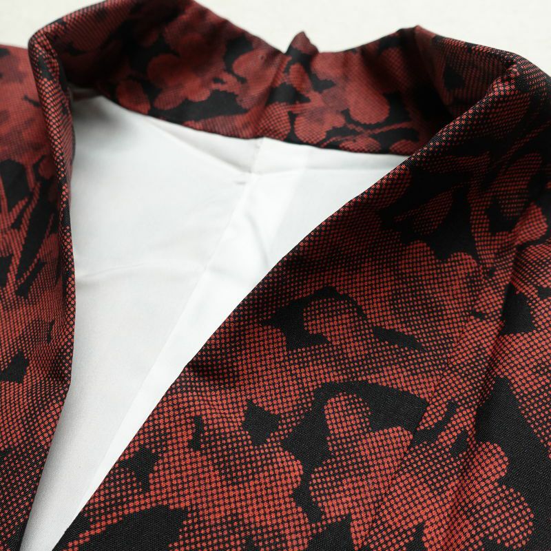 小紋 しつけ糸付き 正絹 花柄 袷仕立て 身丈167cm 裄丈67.5cm 着物 黒_画像14