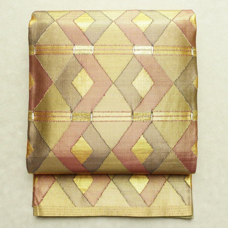 袋帯 太鼓柄 フォーマル用 正絹 幾何学柄・抽象柄 箔 帯 金・銀_画像1