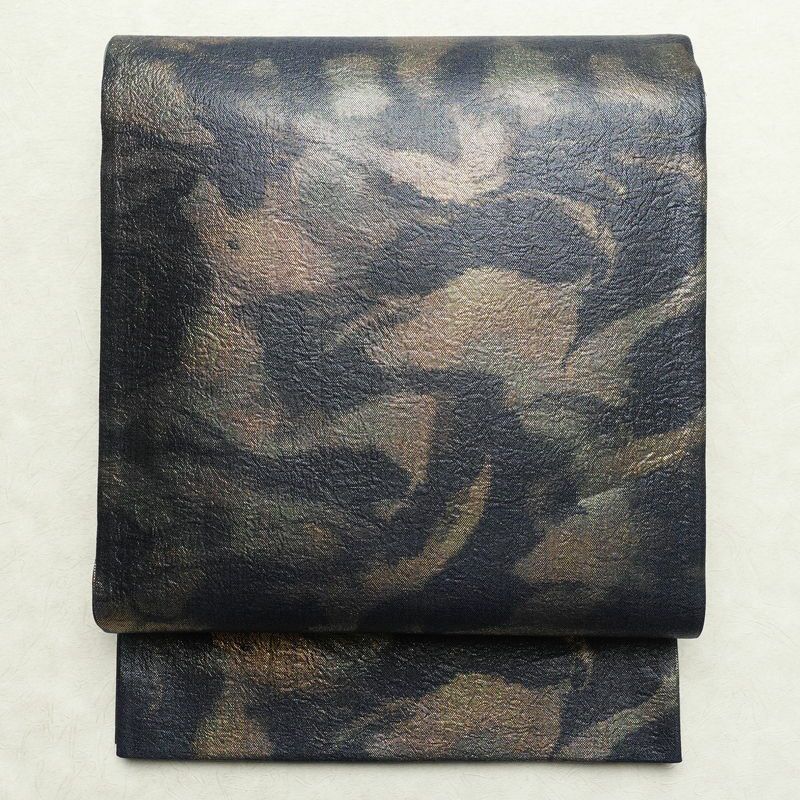 袋帯 全通柄 美品 フォーマル用 正絹 幾何学柄・抽象柄 箔 帯 青・紺_画像1