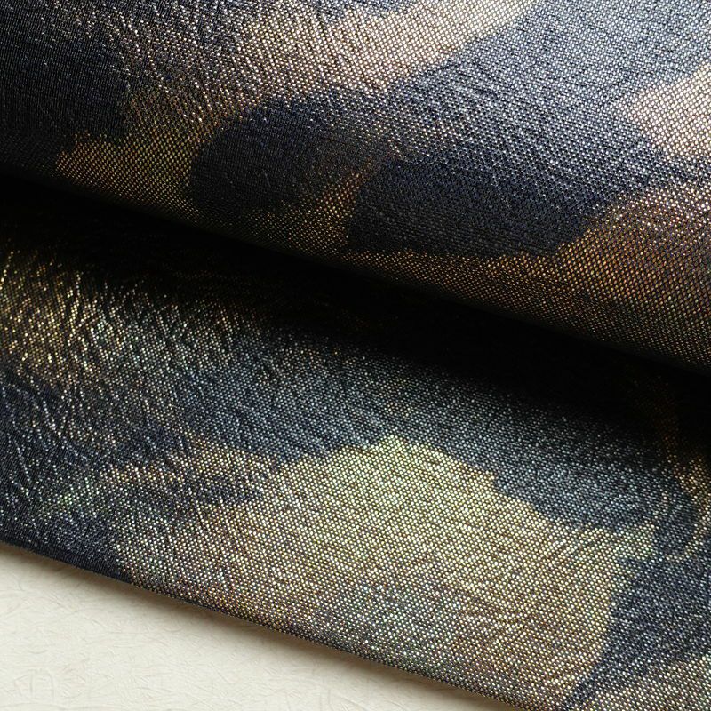 袋帯 全通柄 美品 フォーマル用 正絹 幾何学柄・抽象柄 箔 帯 青・紺_画像7