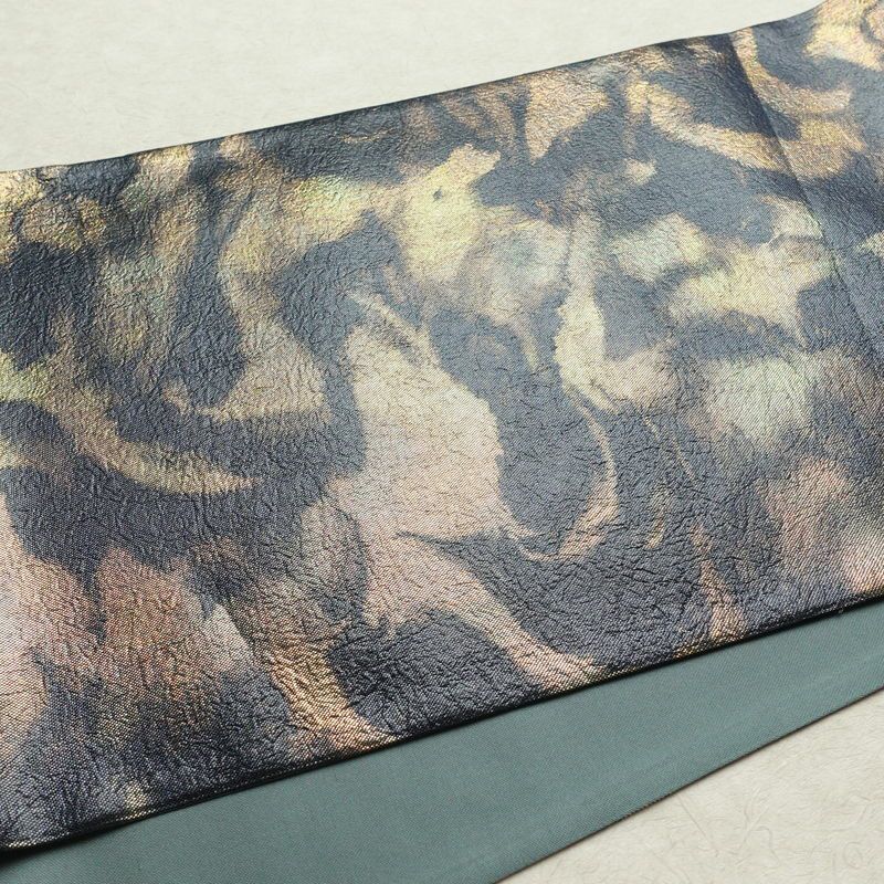 袋帯 全通柄 美品 フォーマル用 正絹 幾何学柄・抽象柄 箔 帯 青・紺_画像11