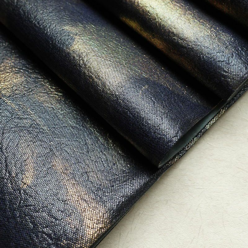 袋帯 全通柄 美品 フォーマル用 正絹 幾何学柄・抽象柄 箔 帯 青・紺_画像19