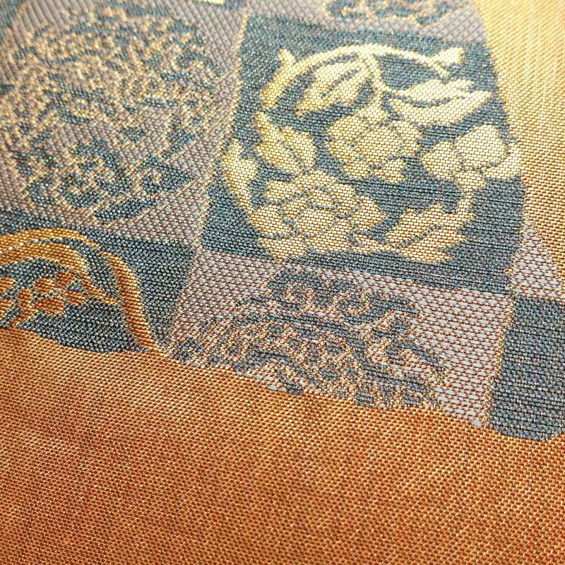 袋帯 利久名物裂 六通柄 良品 フォーマル用 正絹 幾何学柄・抽象柄 箔 金糸 帯 橙_画像5