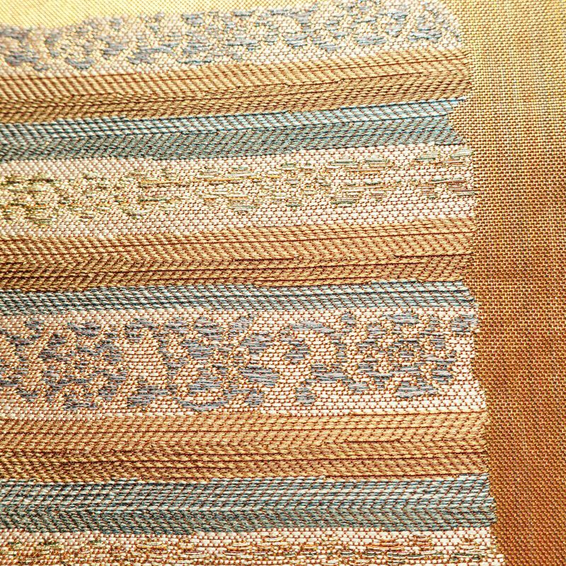 袋帯 利久名物裂 六通柄 良品 フォーマル用 正絹 幾何学柄・抽象柄 箔 金糸 帯 橙_画像6