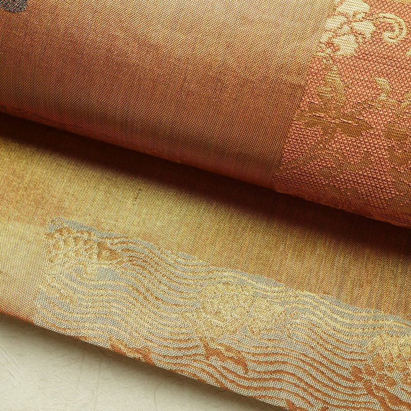袋帯 利久名物裂 六通柄 良品 フォーマル用 正絹 幾何学柄・抽象柄 箔 金糸 帯 橙_画像7