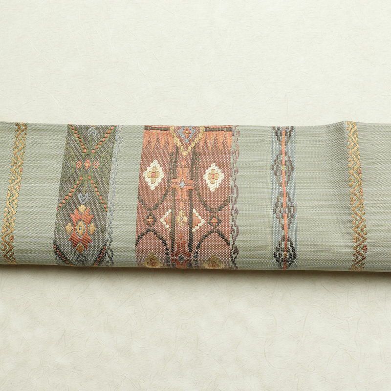 袋帯 六通柄 美品 一般用 正絹 縞柄・線柄 帯 緑・うぐいす色_画像15