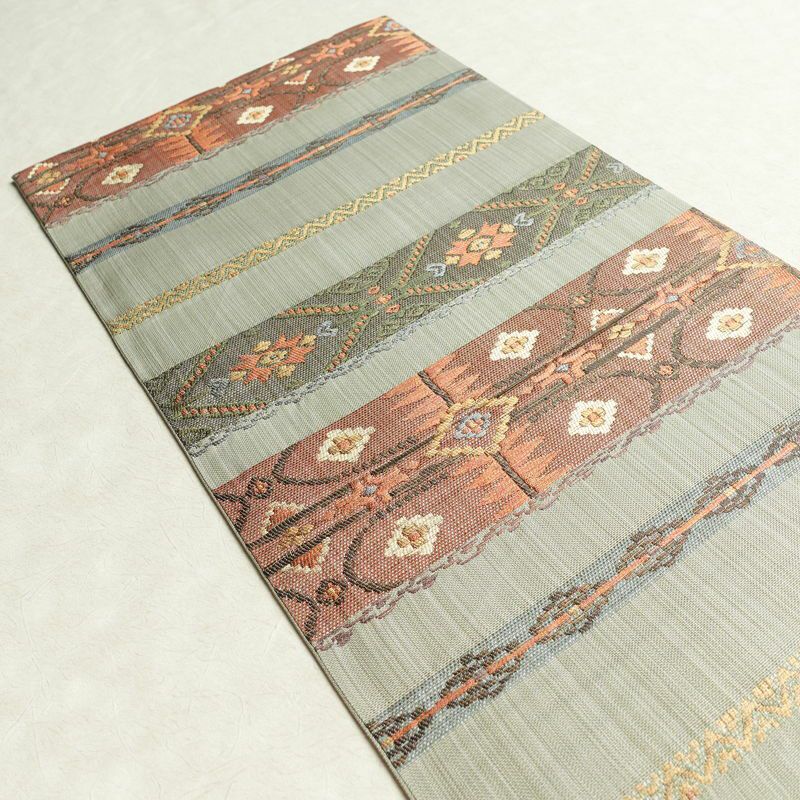 袋帯 六通柄 美品 一般用 正絹 縞柄・線柄 帯 緑・うぐいす色_画像17