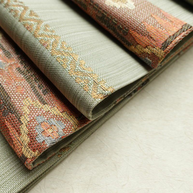 袋帯 六通柄 美品 一般用 正絹 縞柄・線柄 帯 緑・うぐいす色_画像20