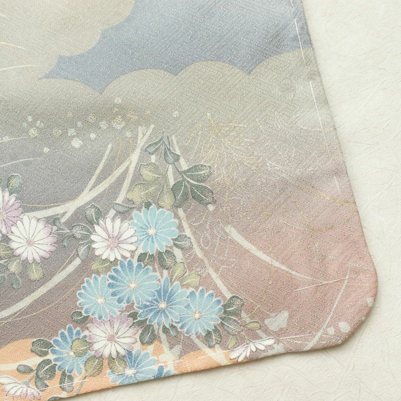 小紋 美品 元禄絵巻 しつけ糸付き 丹後ちりめん 正絹 花柄 袷仕立て 身丈167.5cm 裄丈65.5cm 箔 着物 多色使い_画像16