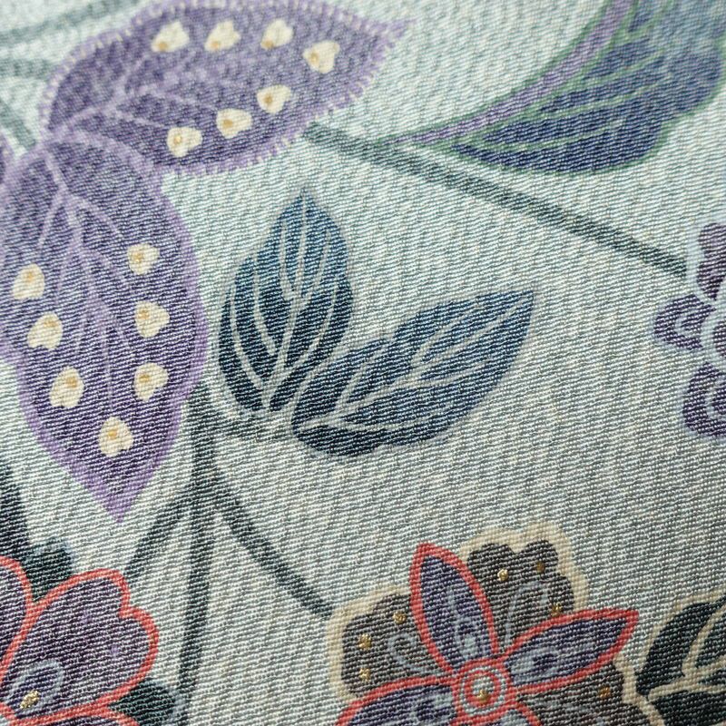 訪問着 縮緬 正絹 花柄 袷仕立て 身丈151.5cm 裄丈65cm 箔 金彩 フォーマル 着物 青・紺_画像8