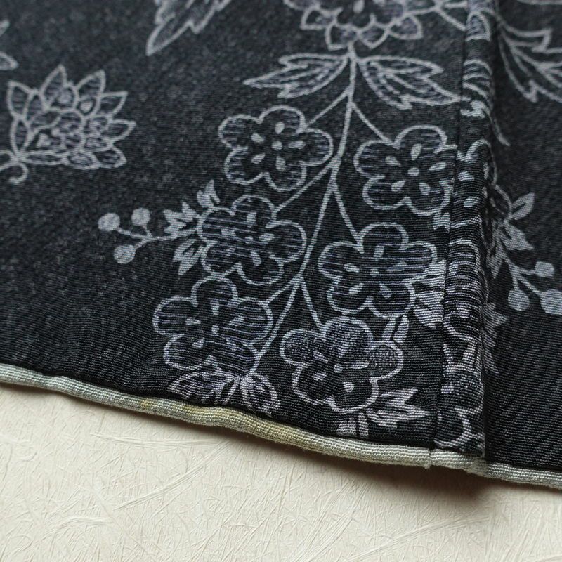 訪問着 縮緬 正絹 花柄 袷仕立て 身丈151.5cm 裄丈65cm 箔 金彩 フォーマル 着物 青・紺_画像10