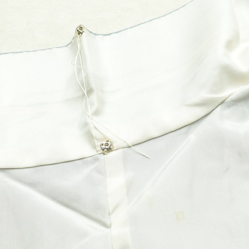 訪問着 縮緬 正絹 花柄 袷仕立て 身丈151.5cm 裄丈65cm 箔 金彩 フォーマル 着物 青・紺_画像19