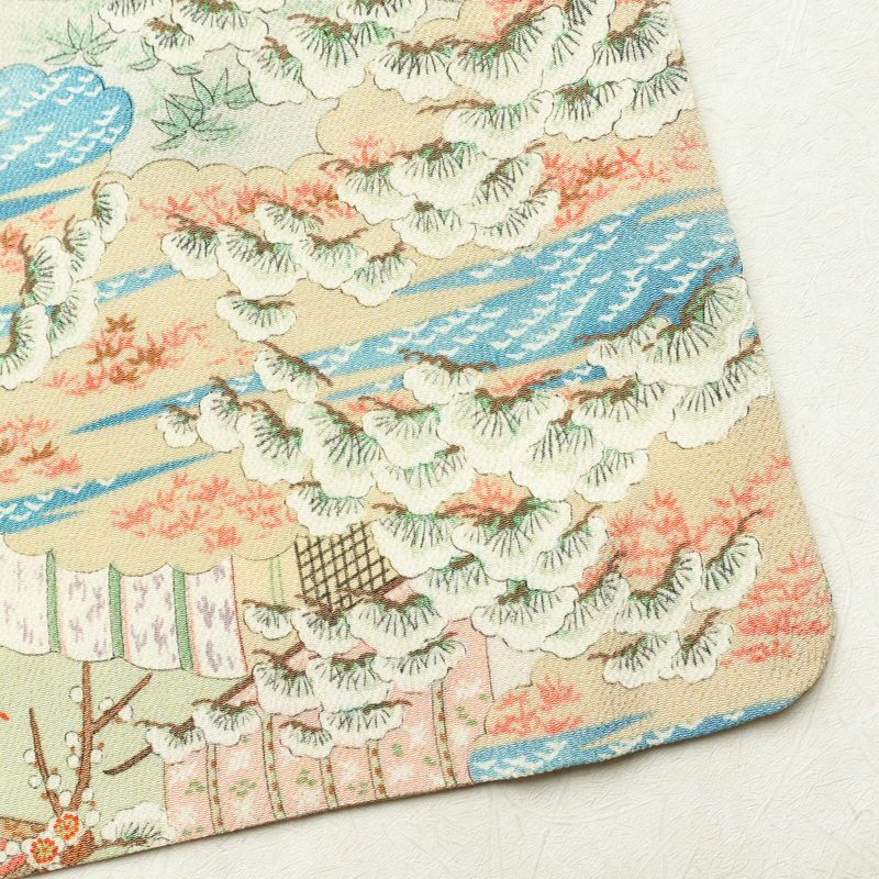 小紋 縮緬 正絹 風景柄 袷仕立て 身丈158.5cm 裄丈65.5cm 着物 多色使い_画像16