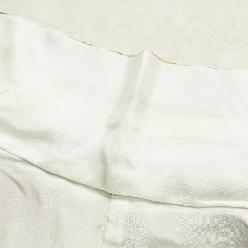 小紋 縮緬 正絹 風景柄 袷仕立て 身丈158.5cm 裄丈65.5cm 着物 多色使い_画像20