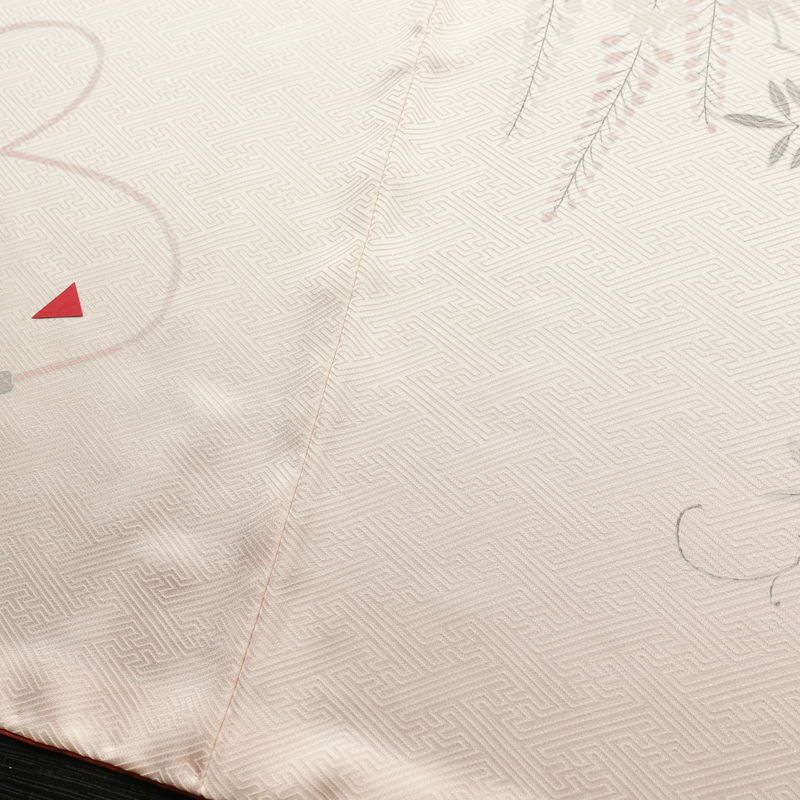 付け下げ 良品 綸子 一つ紋付き 正絹 木の葉・植物柄 袷仕立て 身丈161.5cm 裄丈65cm フォーマル 着物 ピンク_画像12