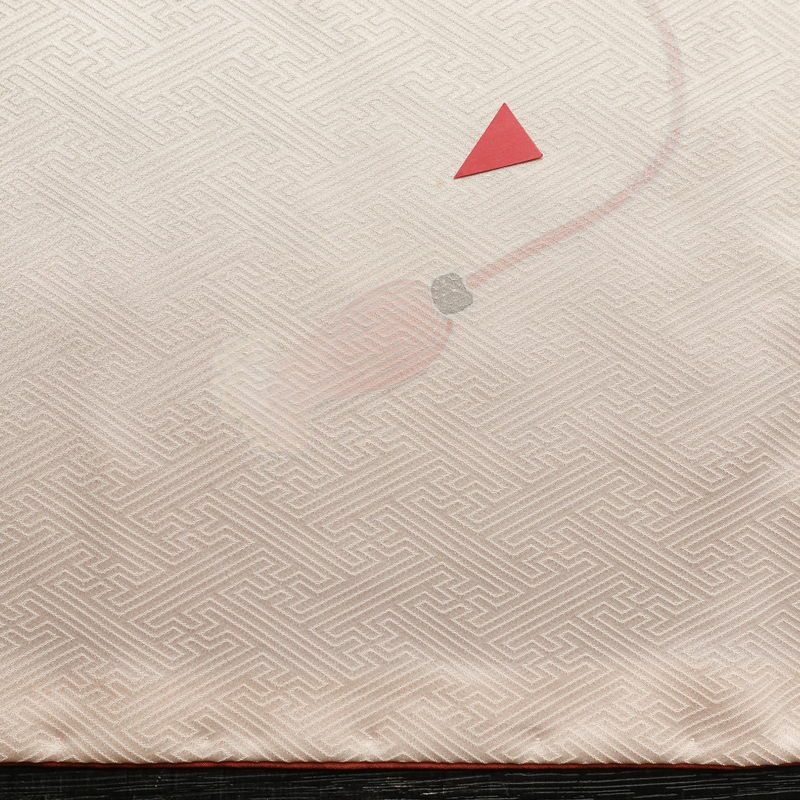 付け下げ 良品 綸子 一つ紋付き 正絹 木の葉・植物柄 袷仕立て 身丈161.5cm 裄丈65cm フォーマル 着物 ピンク_画像13