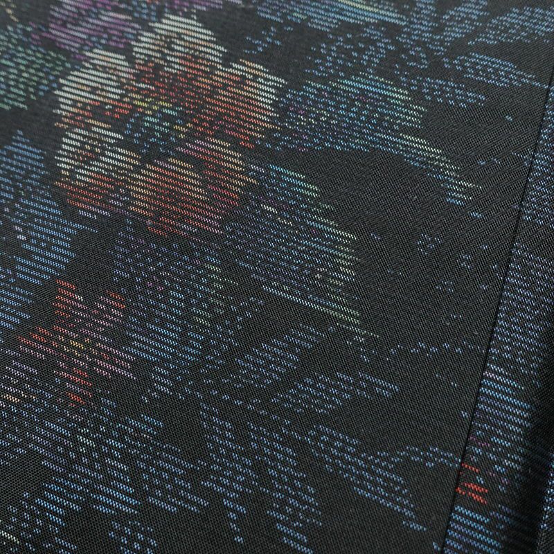 大島紬 良品 アンサンブル しつけ糸付き セット品 正絹 花柄 袷仕立て 身丈170cm 裄丈66cm 着物 青・紺_画像9