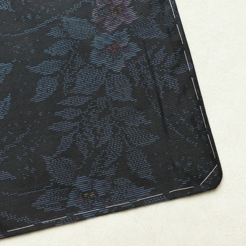 大島紬 良品 アンサンブル しつけ糸付き セット品 正絹 花柄 袷仕立て 身丈170cm 裄丈66cm 着物 青・紺_画像14