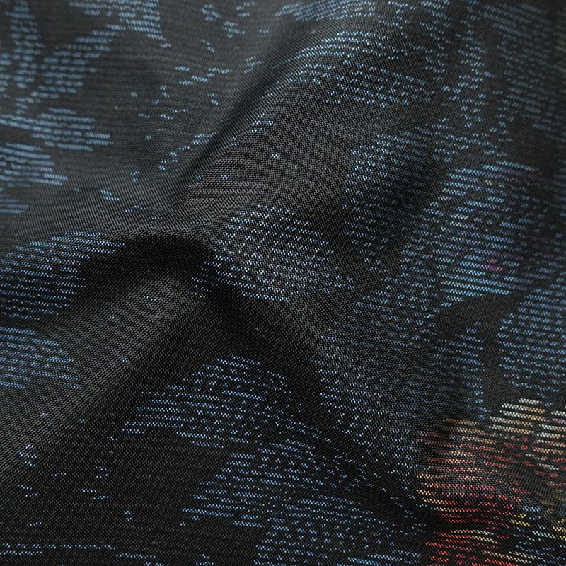 大島紬 良品 アンサンブル しつけ糸付き セット品 正絹 花柄 袷仕立て 身丈170cm 裄丈66cm 着物 青・紺_画像21