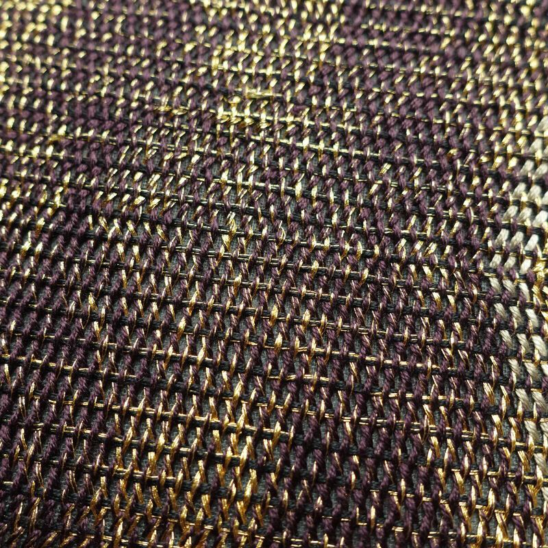 袋帯 太鼓柄 良品 フォーマル用 正絹 縞柄・線柄 金糸 紫・藤色_画像4