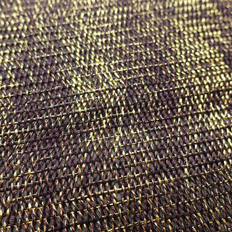 袋帯 太鼓柄 良品 フォーマル用 正絹 縞柄・線柄 金糸 紫・藤色_画像5