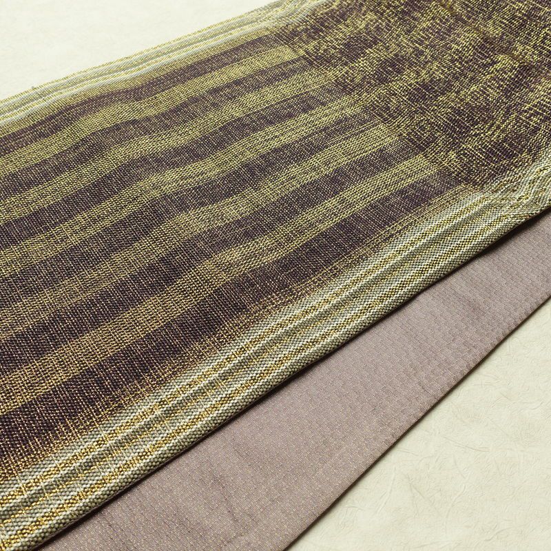 袋帯 太鼓柄 良品 フォーマル用 正絹 縞柄・線柄 金糸 紫・藤色_画像11