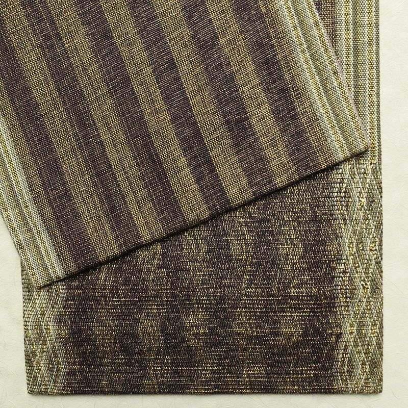 袋帯 太鼓柄 良品 フォーマル用 正絹 縞柄・線柄 金糸 紫・藤色_画像15