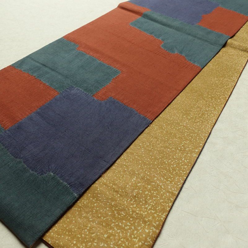 袋帯 六通柄 良品 一般用 正絹 絞り 幾何学柄・抽象柄 帯 多色使い_画像7