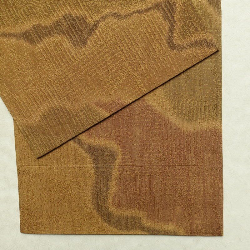 袋帯 全通柄 良品 一般用 正絹 流水・波柄 帯 黄・黄土色_画像13