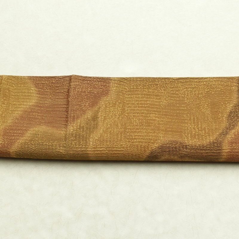 袋帯 全通柄 良品 一般用 正絹 流水・波柄 帯 黄・黄土色_画像14