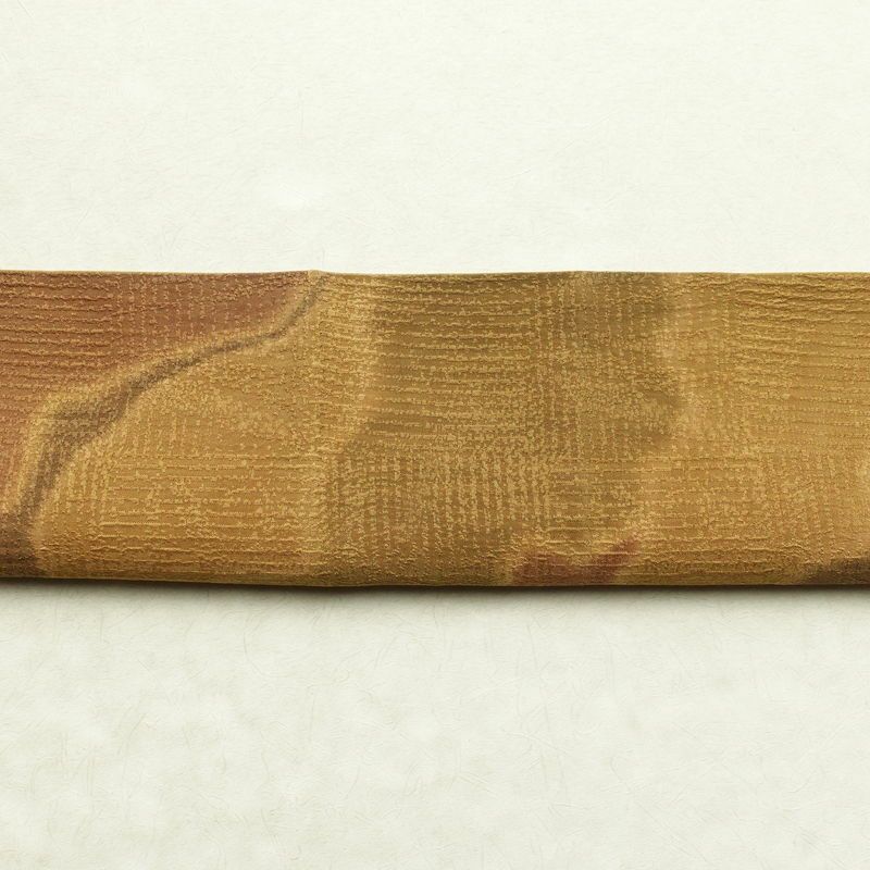 袋帯 全通柄 良品 一般用 正絹 流水・波柄 帯 黄・黄土色_画像15