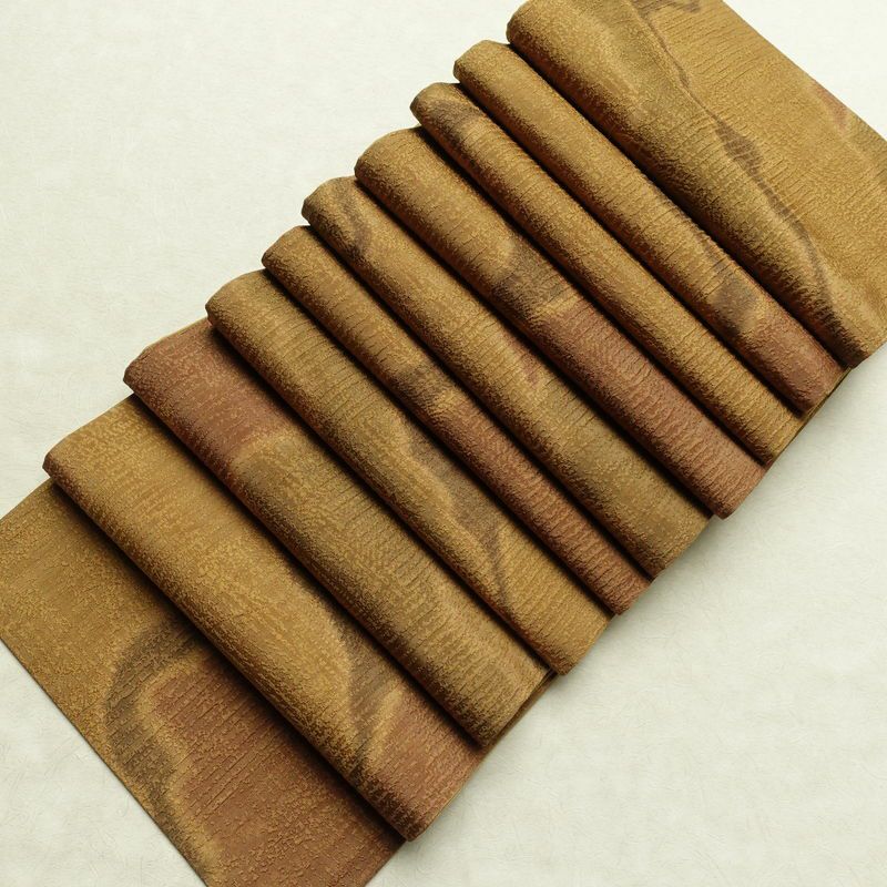 袋帯 全通柄 良品 一般用 正絹 流水・波柄 帯 黄・黄土色_画像17