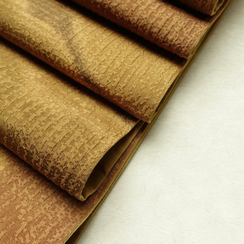 袋帯 全通柄 良品 一般用 正絹 流水・波柄 帯 黄・黄土色_画像19