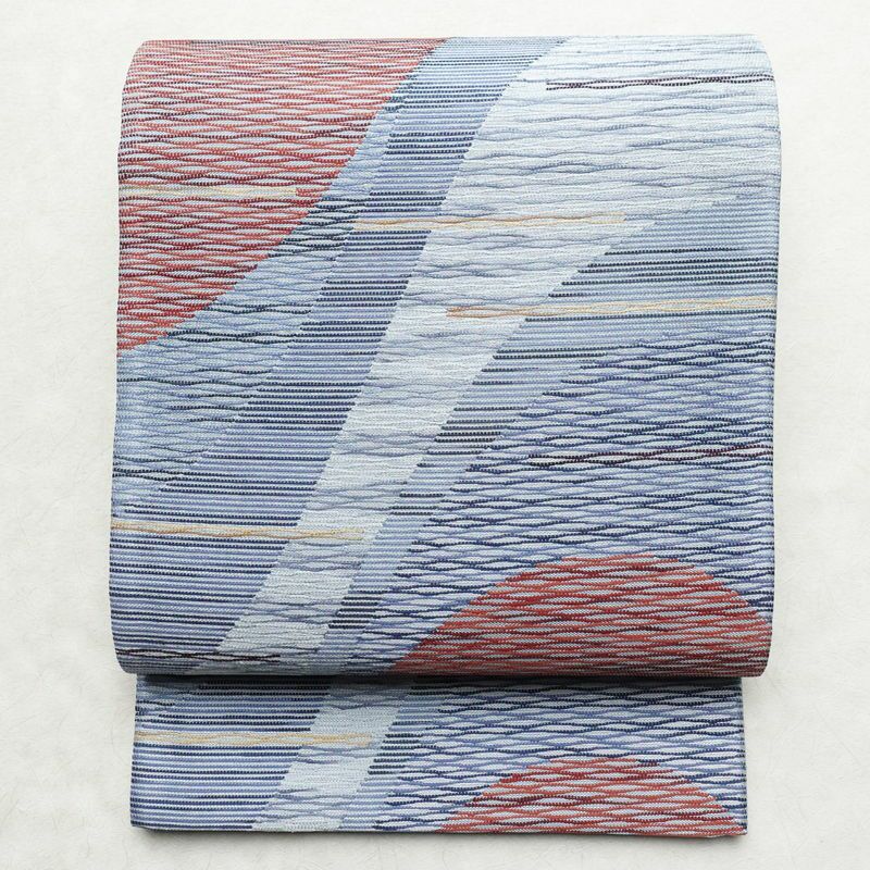 袋帯 六通柄 美品 フォーマル用 正絹 幾何学柄・抽象柄 帯 青・紺_画像1