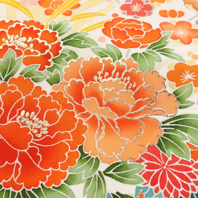 付け下げ 正絹 花柄 袷仕立て 身丈165cm 裄丈64.5cm 箔 金彩 フォーマル 着物 黄・黄土色_画像7