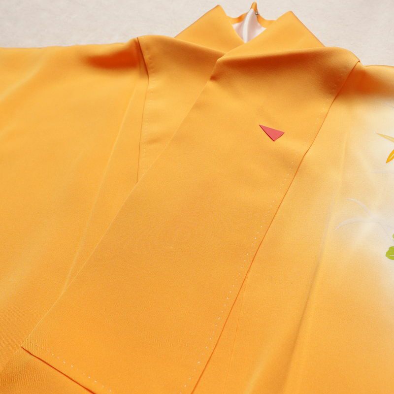 付け下げ 正絹 花柄 袷仕立て 身丈165cm 裄丈64.5cm 箔 金彩 フォーマル 着物 黄・黄土色_画像18