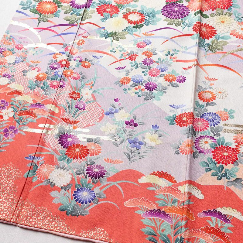 振袖 正絹 花柄 袷仕立て 身丈158cm 裄丈66cm 箔 金彩 フォーマル 二十歳 着物 ピンク_画像4