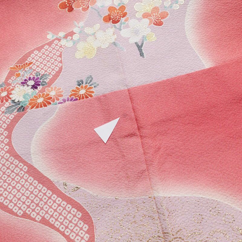 振袖 正絹 花柄 袷仕立て 身丈158cm 裄丈66cm 箔 金彩 フォーマル 二十歳 着物 ピンク_画像13